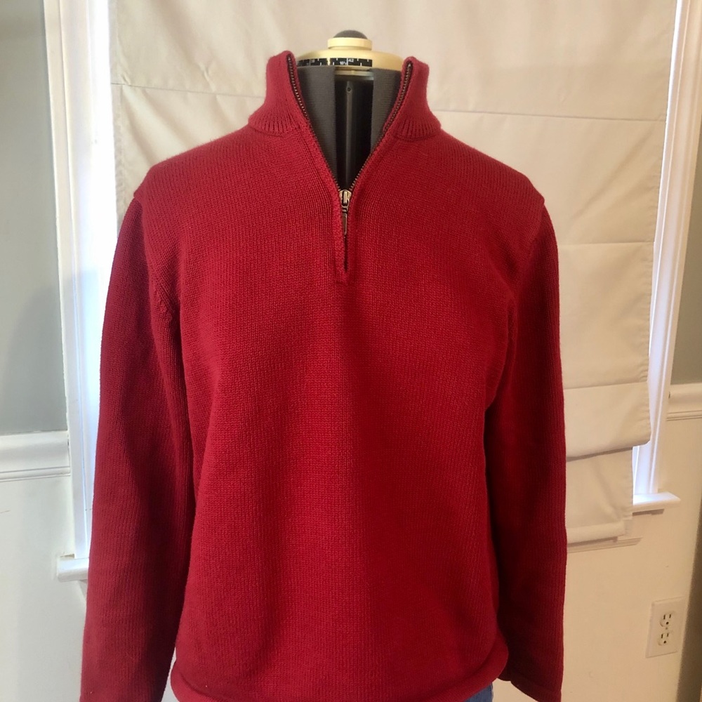 L.L. Bean Women’s Red Quarter Zip Sweater, Size L